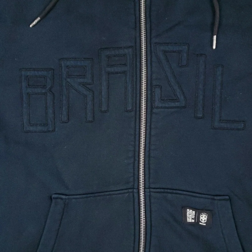 Nike CBF Brasil Sweater Mens XL Black Swoosh Full Zip Hoodie Sweatshirt
